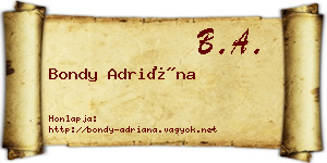 Bondy Adriána névjegykártya